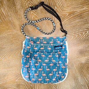 KAVU Rope Bag Cotton Canvas Crossbody with Flamingo Pattern